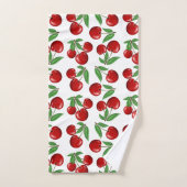 Rote Kirschen Grafik über das gesamte Muster Badhandtuch Set (Handtuch)