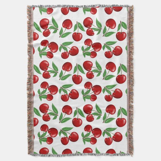 Rote Kirschen Grafik über das gesamte Muster Decke (Vorderseite Vertikal)