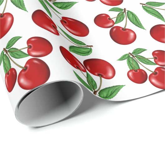 Rote Kirschen Grafik über das gesamte Muster Geschenkpapier (Rolleneckpunkt)