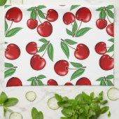 Rote Kirschen Grafik über das gesamte Muster Geschirrtuch (Gefaltet)