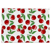 Rote Kirschen Grafik über das gesamte Muster Große Geschenktüte (Rückseite)