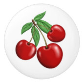 Rote Kirschen Grafik über das gesamte Muster Keramikknauf (Vorderseite)