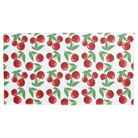 Rote Kirschen Grafik über das gesamte Muster Kissenbezug (Vorderseite-Links)