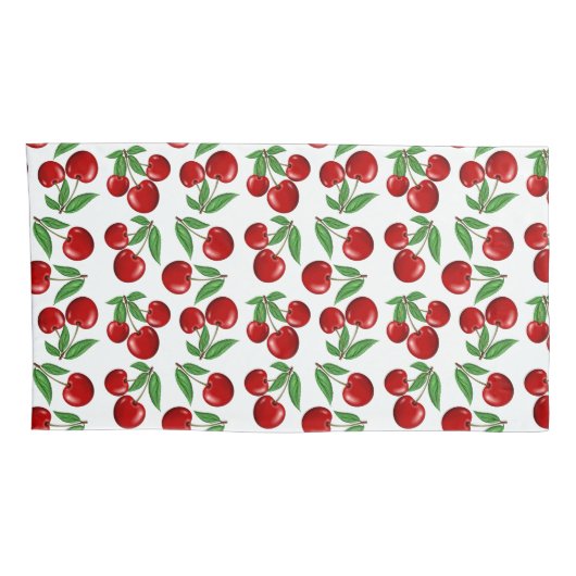 Rote Kirschen Grafik über das gesamte Muster Kissenbezug (Rückseite-Rechts)