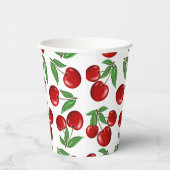 Rote Kirschen Grafik über das gesamte Muster Pappbecher (Rechts)