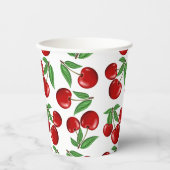 Rote Kirschen Grafik über das gesamte Muster Pappbecher (Vorderseite)