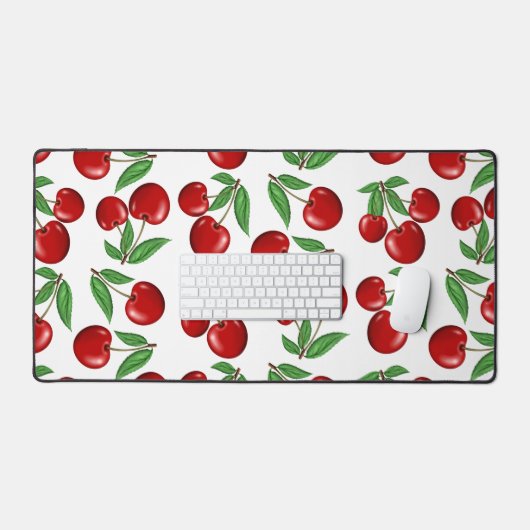 Rote Kirschen Grafik über das gesamte Muster Schreibtischunterlage (Tastatur & Maus)