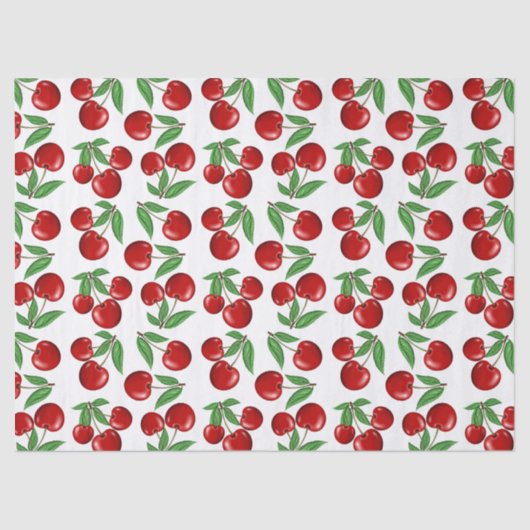 Rote Kirschen Grafik über das gesamte Muster Seidenpapier (Vorderseite)