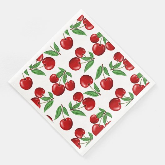 Rote Kirschen Grafik über das gesamte Muster Serviette (Ecke)