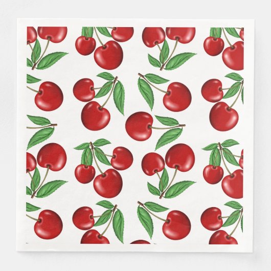 Rote Kirschen Grafik über das gesamte Muster Serviette (Vorderseite)