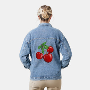 Rote Kirschen Grafikdesign Jeansjacke