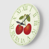 Rote Kirschen Große Wanduhr (Winkel)