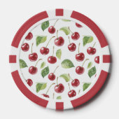 Rote Kirschen Grüne Blätter Pokerchips (Vorderseite)
