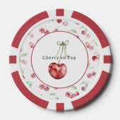 Rote Kirschen Grüne Blätter Pokerchips (Vorderseite)