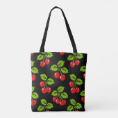 Rote Kirschen Grüne Blätter Tasche (Rückseite)