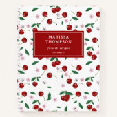 Rote Kirschen Grünpflanzen & Kirschblüten Rezept Notizblock (Vorderseite)