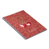 Rote Kirschen Herz Liebe Glitter Notizblock (Rechte Seite)