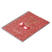 Rote Kirschen Herz Liebe Glitter Notizblock (Linke Seite)