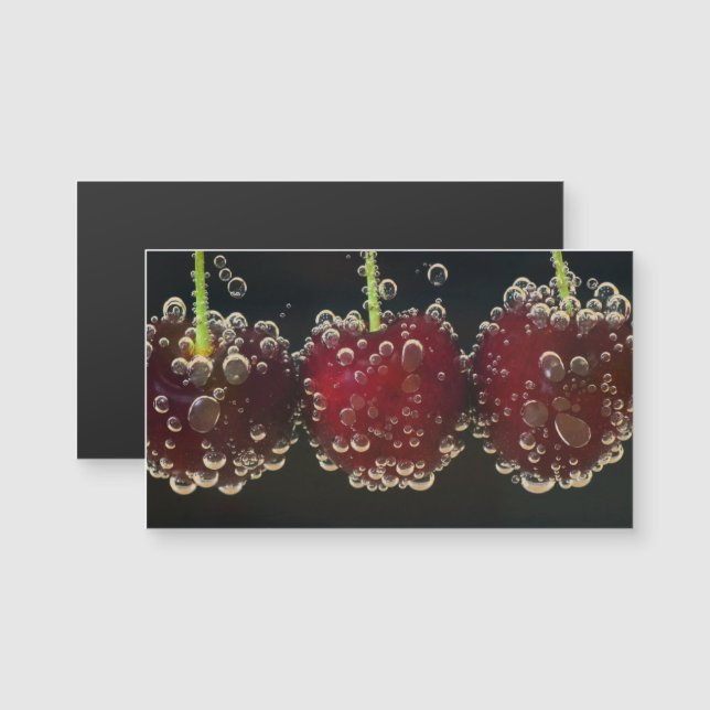 Rote Kirschen im Wasser Magnetkarte (Vorne/Hinten)
