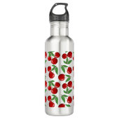 Rote Kirschen in allen Mustern Edelstahlflasche (Vorderseite)