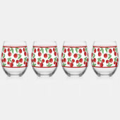 Rote Kirschen in allen Mustern Weinglas Ohne Stiel (Links)