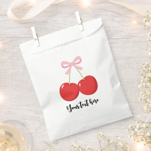 Rote Kirschen mit rosa Bow Coquette Geburtstagspar Geschenktütchen (Ausgeschnitten)