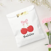 Rote Kirschen mit rosa Bow Coquette Geburtstagspar Geschenktütchen (Versiegelt)