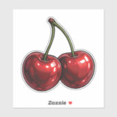 Rote Kirschen mit rosa Bow Coquette Hütte Chic Aufkleber (Blatt)