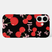 Rote Kirschen mit rosa Bow Coquette Hütte Chic Case-Mate iPhone Hülle (Rückseite (Horizontal))