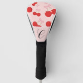Rote Kirschen mit rosa Bow Coquette Hütte Chic Golf Headcover (Vorderseite)
