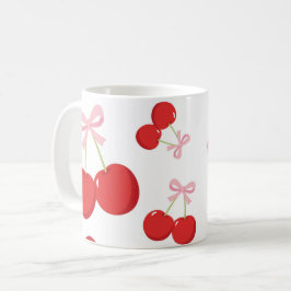 Rote Kirschen mit rosa Bow Coquette Hütte Chic Kaffeetasse