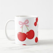 Rote Kirschen mit rosa Bow Coquette Hütte Chic Kaffeetasse (Links)