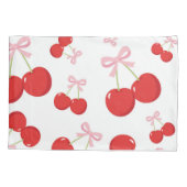 Rote Kirschen mit rosa Bow Coquette Hütte Chic Kissenbezug (Rückseite)