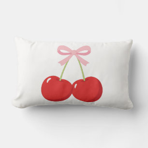 Rote Kirschen mit rosa Bow Coquette Hütte Chic Lendenkissen