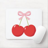 Rote Kirschen mit rosa Bow Coquette Hütte Chic Mousepad (Mit Mouse)