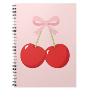 Rote Kirschen mit rosa Bow Coquette Hütte Chic Notizblock