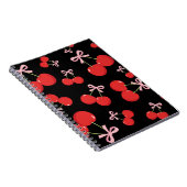 Rote Kirschen mit rosa Bow Coquette Hütte Chic Notizblock (Rechte Seite)