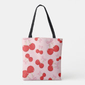 Rote Kirschen mit rosa Bow Coquette Hütte Chic Tasche (Rückseite)