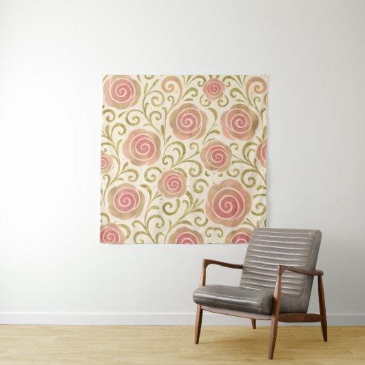 Rote Kirschen mit rosa Bow Coquette Hütte Chic Wandteppich (Beispiel)