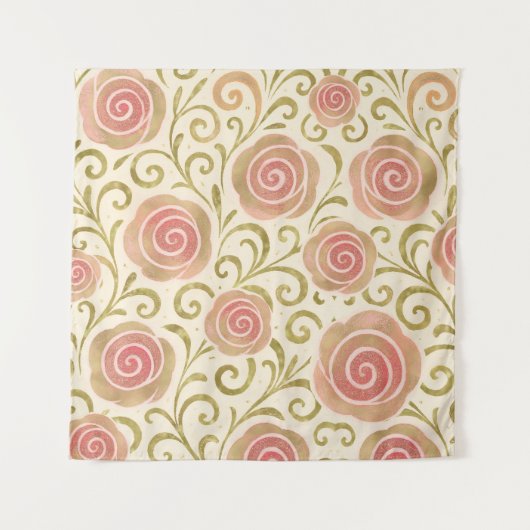 Rote Kirschen mit rosa Bow Coquette Hütte Chic Wandteppich (Vorderseite)