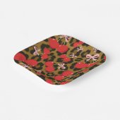 Rote Kirschen mit rosa Bow Coquette Leopard Print Pappteller (Gewinkelt)