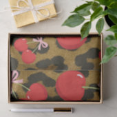 Rote Kirschen mit rosa Bow Coquette Leopard Print Seidenpapier (Geschenk)
