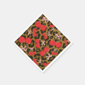 Rote Kirschen mit rosa Bow Coquette Leopard Print Serviette (Ecke)