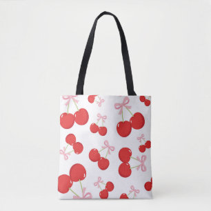 Rote Kirschen mit rosa Schleife Coquette Cottage C Tasche