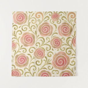 Rote Kirschen mit rosa Schleife Coquette Cottage C Wandteppich