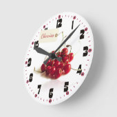 Rote Kirschen mit Umbau-Uhr Runde Wanduhr (Winkel)