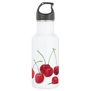 Rote Kirschen Obst Aquarell Feinschmecker Lebensmi Trinkflasche