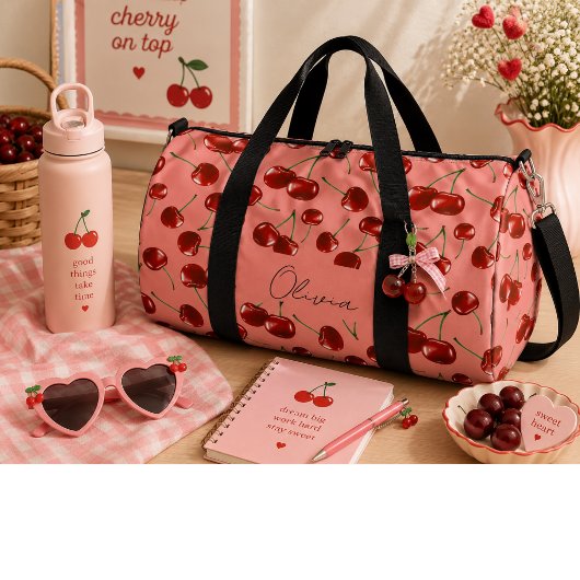 Rote Kirschen, süß Duffle Bag