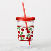 Rote Kirschen über das gesamte Muster individuell  Acryltrinkbecher (Links)