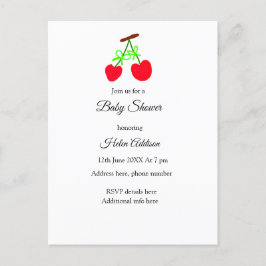 Rote Kirschenbrust mit QR Babydusche Ankündigungspostkarte